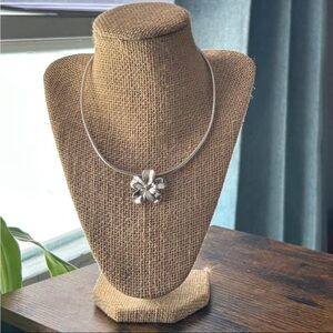 Elegant Sterling Silver 925 Floral Pendant & Necklace 16” Italy